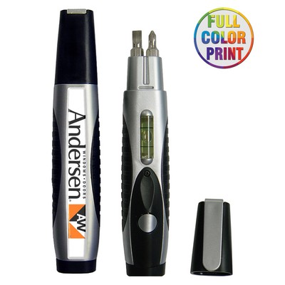 Union Printed - 3-in-1 Multi-Tool - Screwdriver > Level > LED Flashlight with Full Color Logo