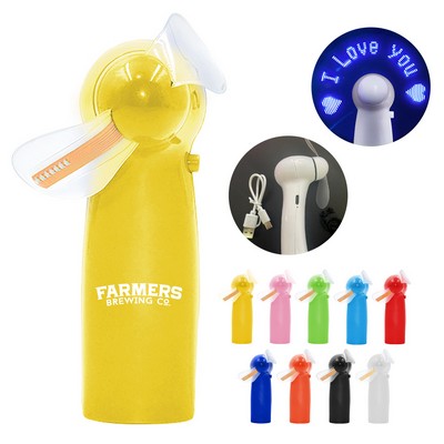 Rechargeable Pre-Programmed Mini Flash Message Fan with LED)