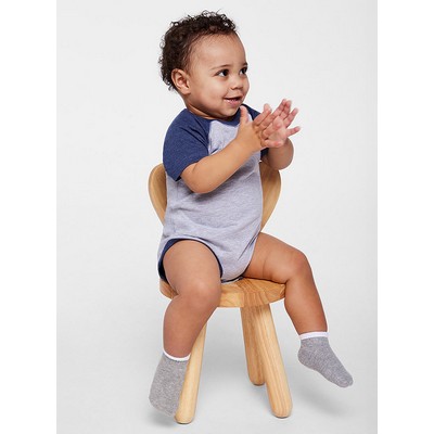 Rabbit Skins Infant Baseball Crew Neck Raglan Short Sleeve Fine Jersey Bodysuit