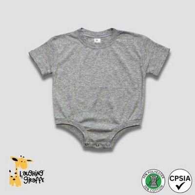 Rolled Short Sleeve Baby Bubble Rompers Heather Gray 65% Polyester 35% Cotton- Laughing Giraffe®